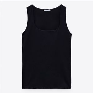 ZARA Wide strap stretch top in black. Size S